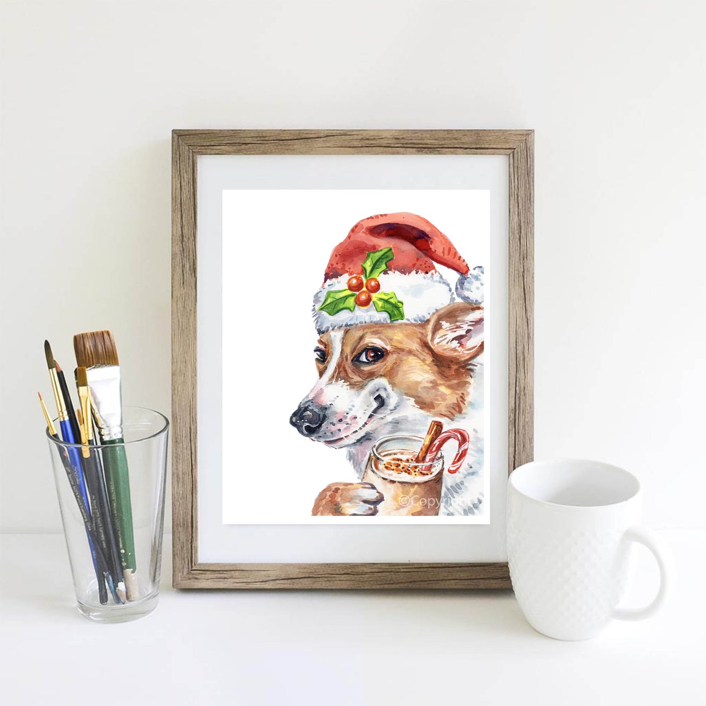 Spiked Eggnog Corgi Print