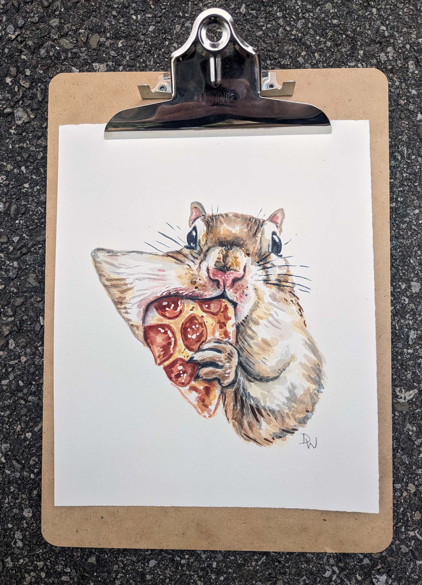 ORIGINAL WATERCOLOUR - Stuffed Pizza Bite