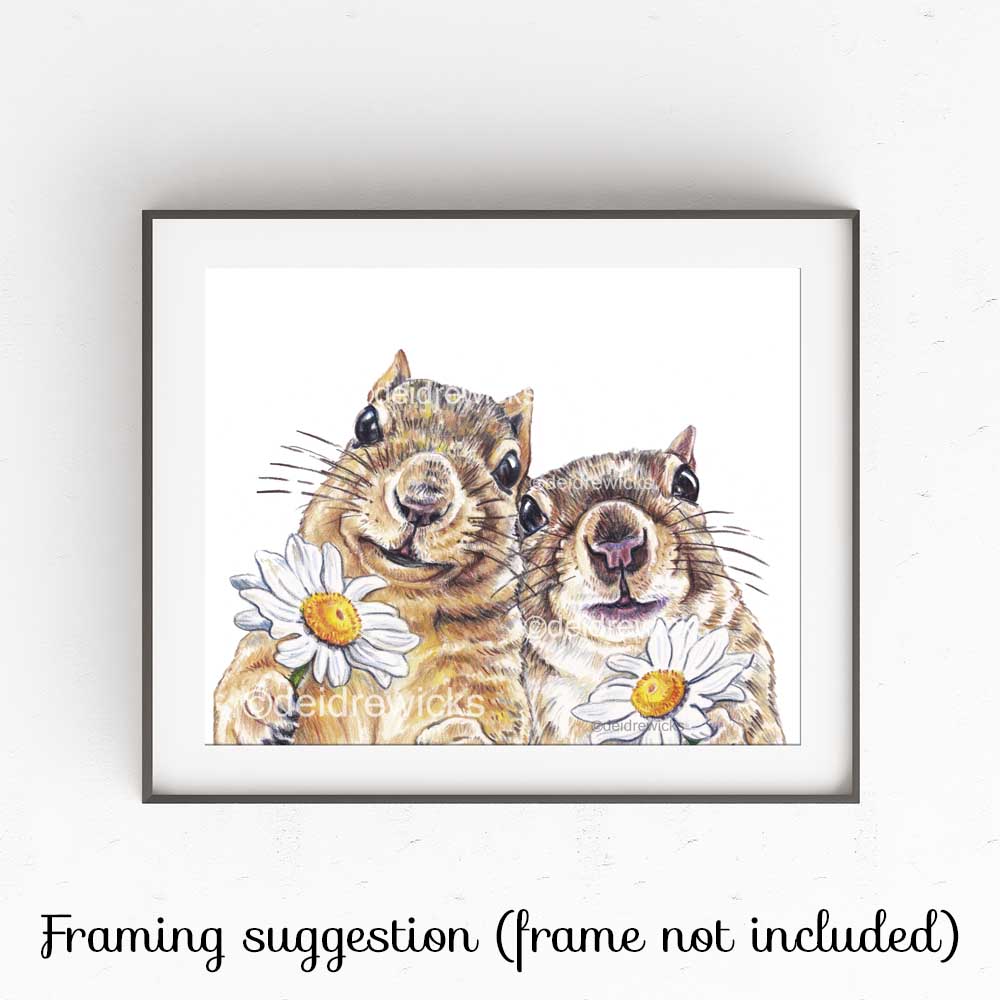 Suggested frame for a squirrel coloured pencil print