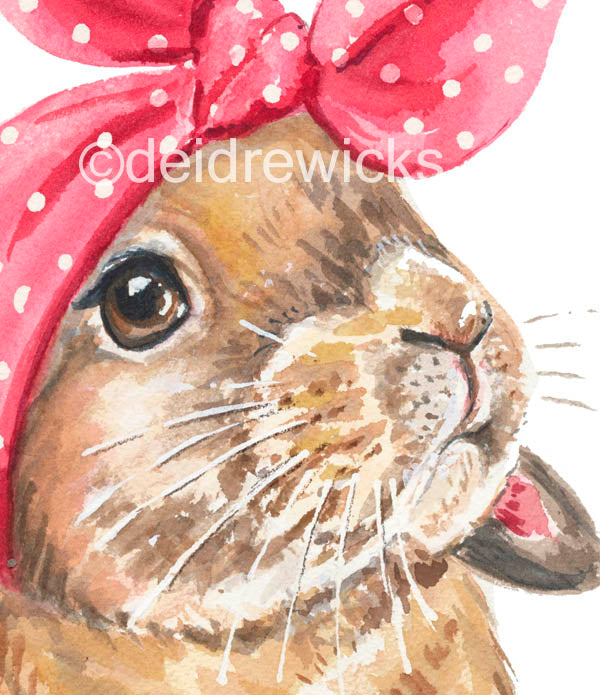 Close up of a lop eared rabbit watercolour painting by Watter In My Paint