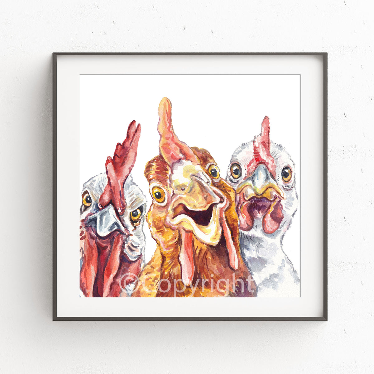 City Chickens Original Watercolour Painting