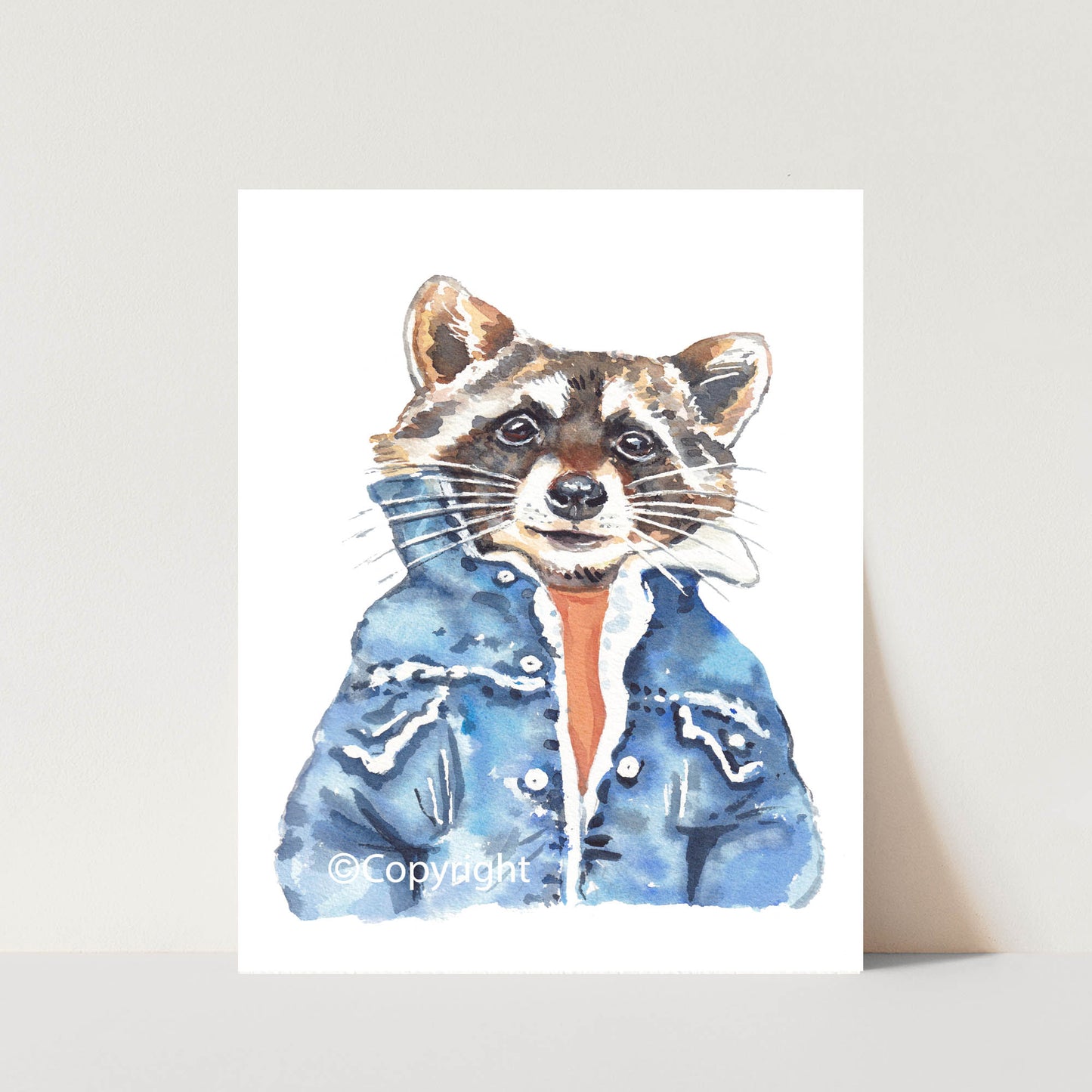 Denim Cool Raccoon Print