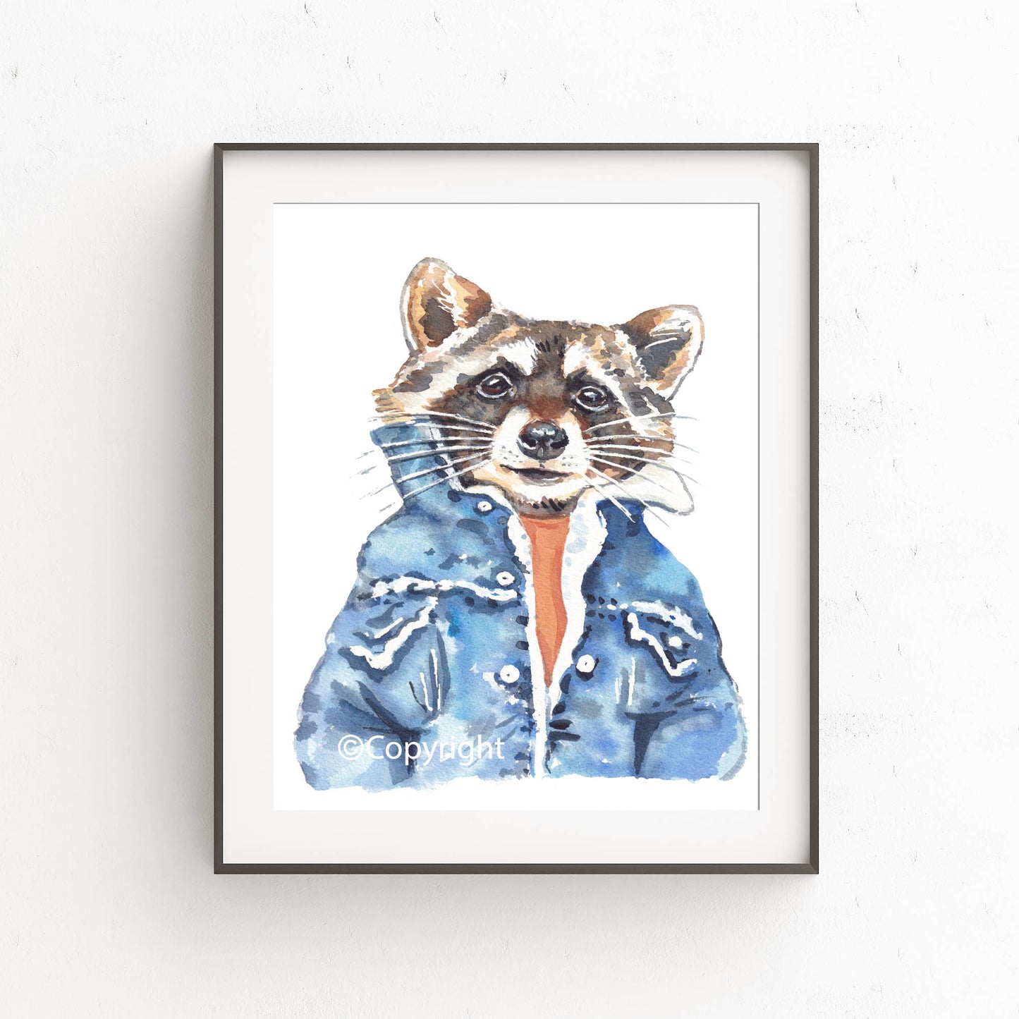 Denim Cool Raccoon Print