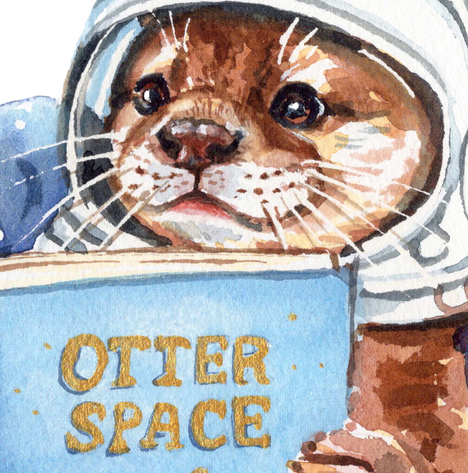 Illustration of an otter in a space suit with 'OTTER SPACE' text on a blue background