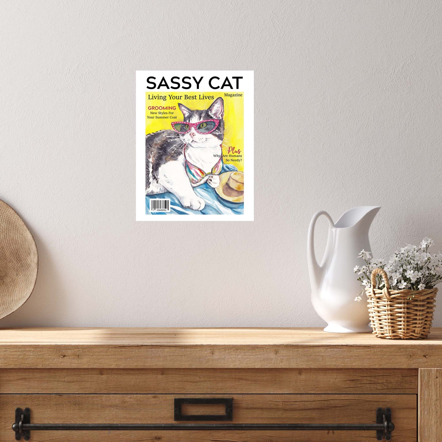 Sassy Cat Magazine Cover Wall Decal