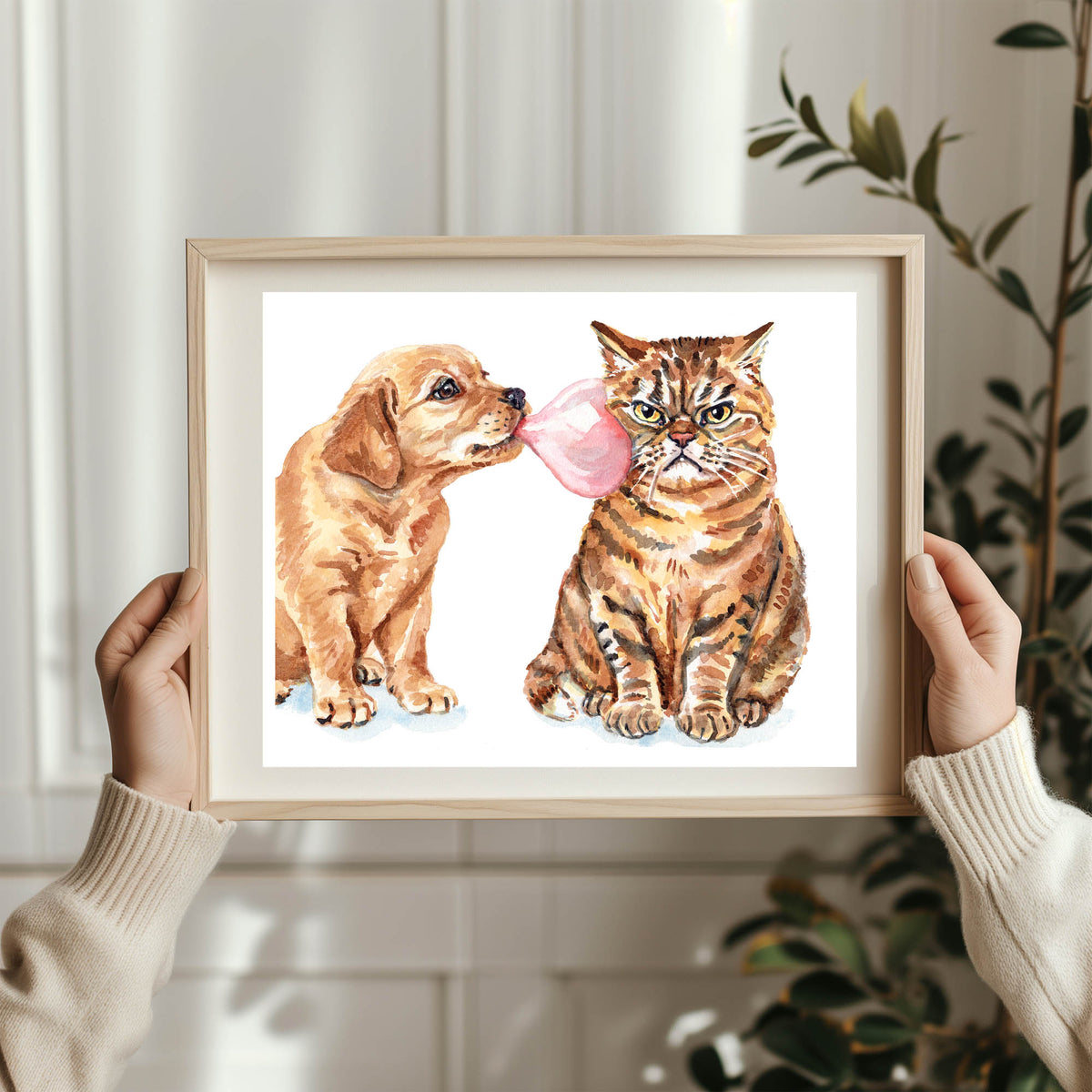 Siblings Cat and Dog Print