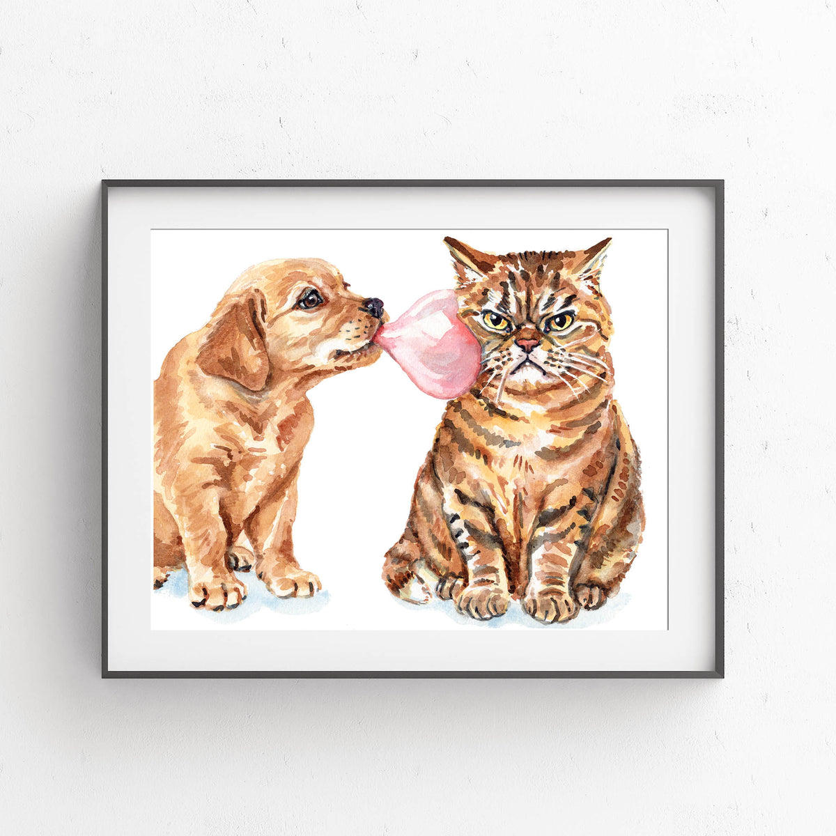 Siblings Cat and Dog Print