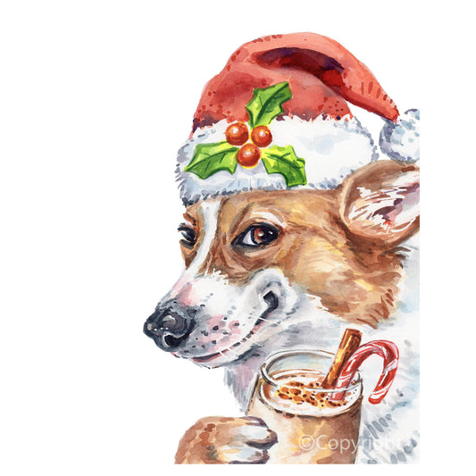 Spiked Eggnog Corgi Print