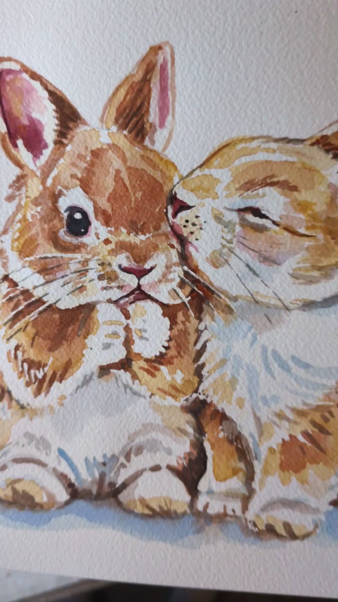 The Sweetest Kiss Original Rabbit Watercolour Painting by Deidre Wicks