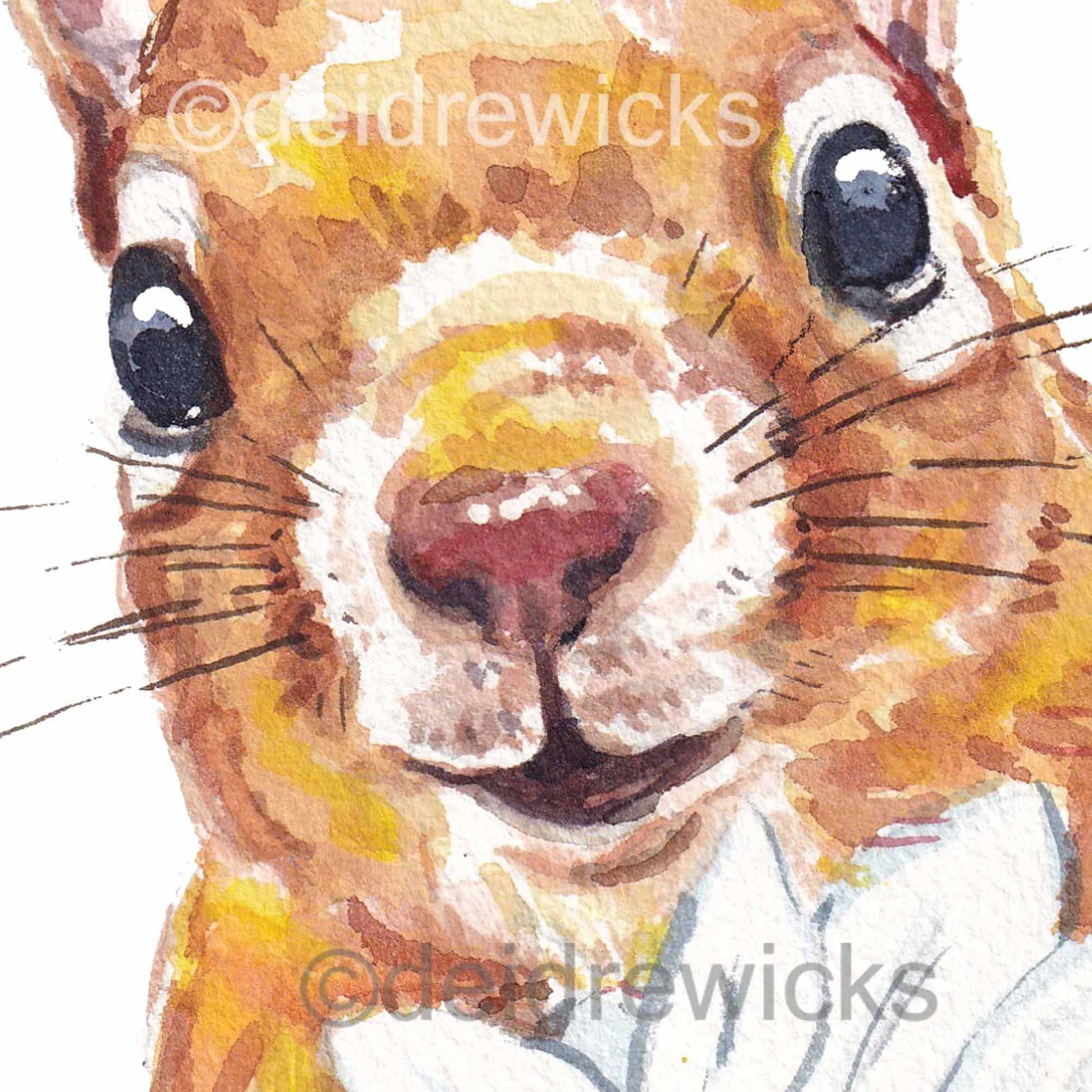 Close up of a squirrel watercolour painting my Water In My Paint