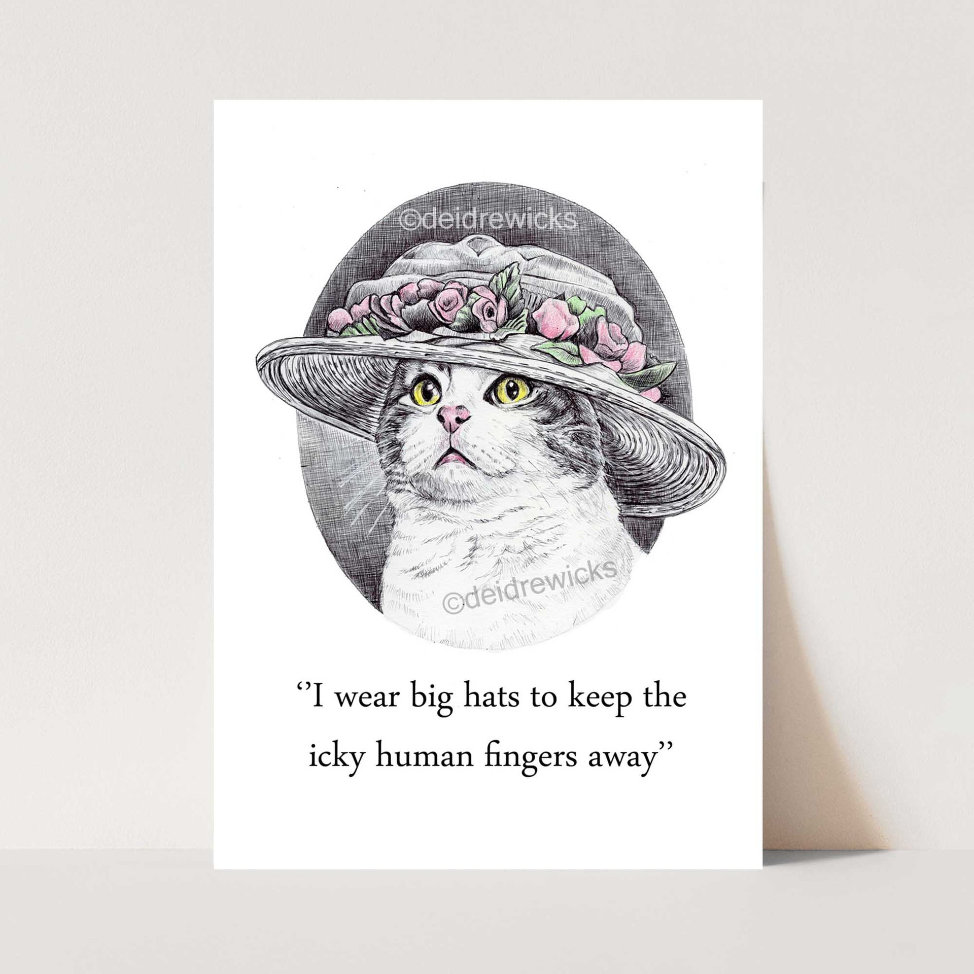 Big Hat Cat Ballpoint Pen Illustration of a Tabby Cat Wearing a