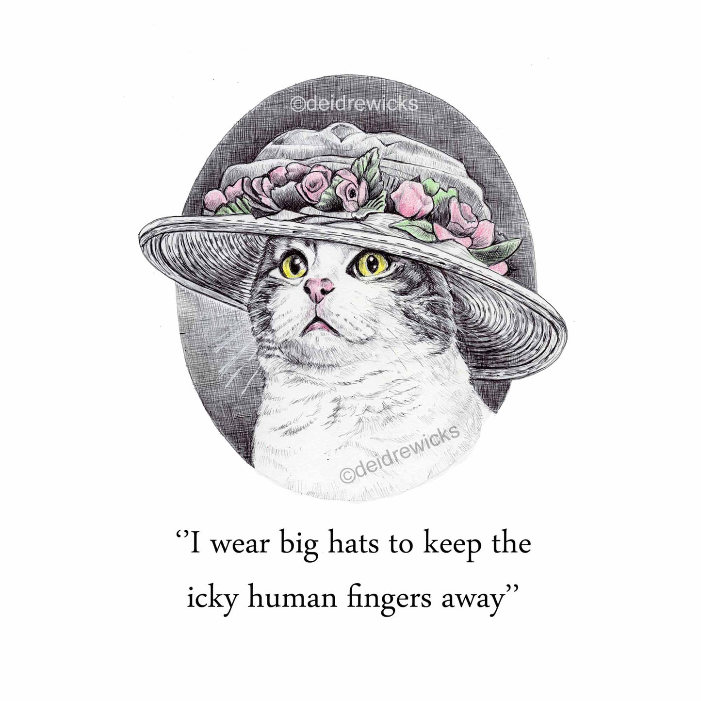 Big Hat Cat Ballpoint Pen Illustration of a Tabby Cat Wearing a Large  Gilded Age Hat by Deidre Wicks