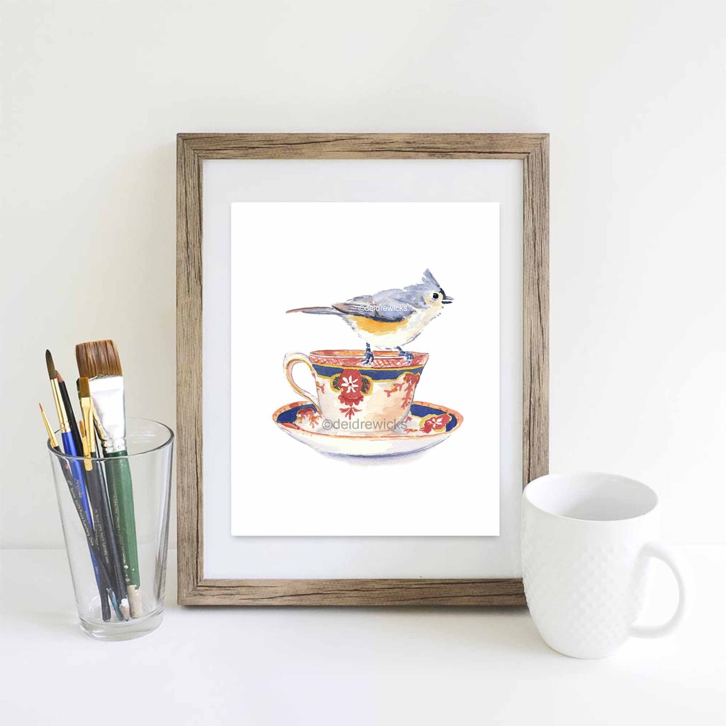 Suggested framing for a bird watercolor painting print by Deidre Wicks