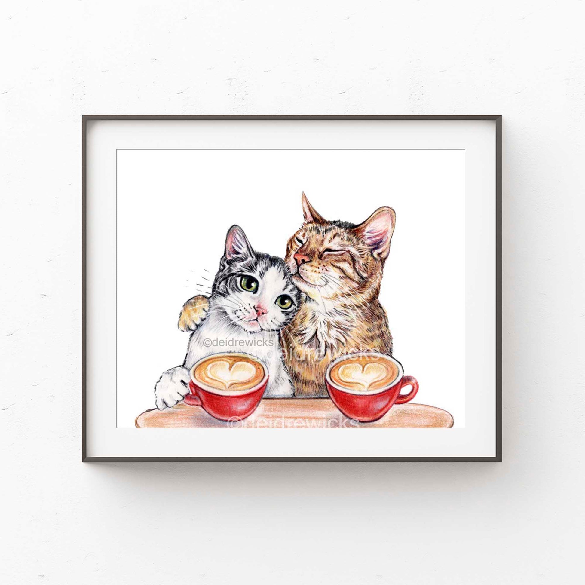 Suggested framing for a cat print by Water In My Print