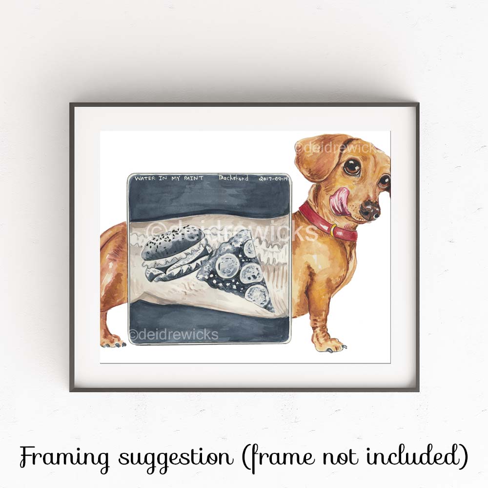 Suggested framing for a dog watercolour fine art print by Deidre Wicks
