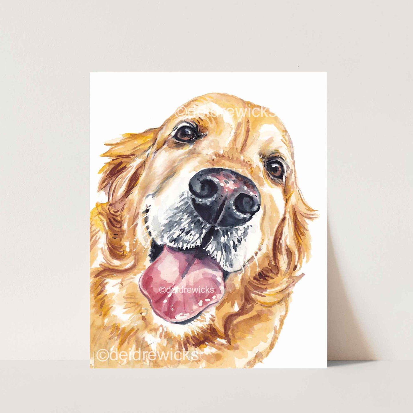 Dog Watercolour painting of a happy Golden retiever