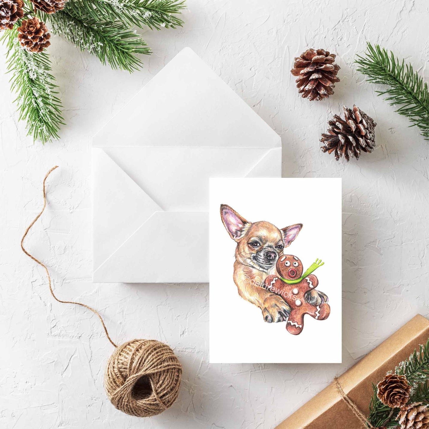 Chihuahua christmas card with envelope by Deidre Wicks