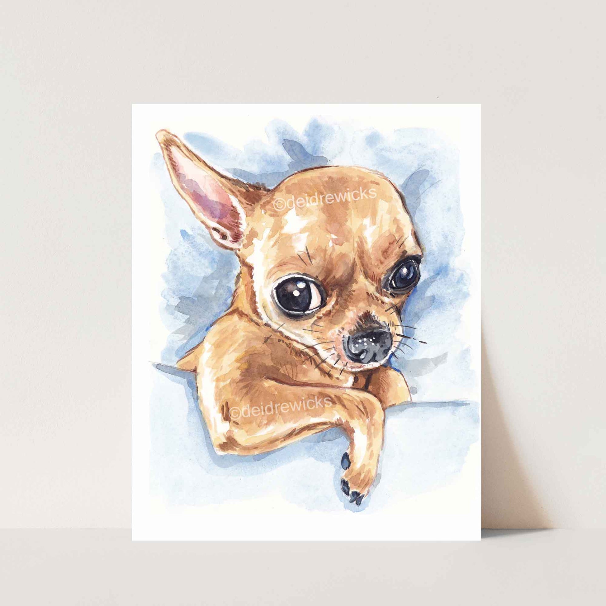 Chihuahua dog watercolour painting fine art print by Deidre Wicks