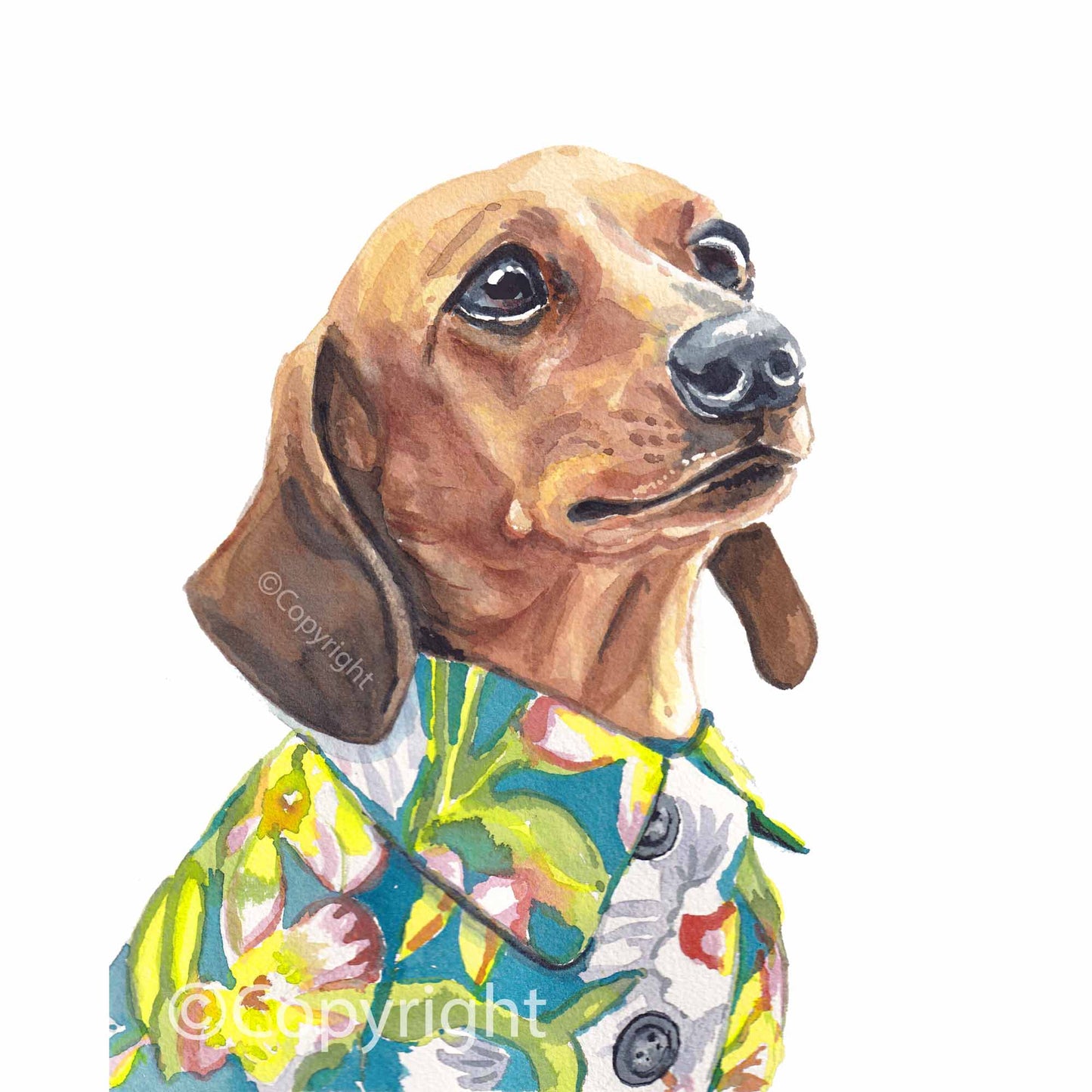 Hawaiian Vacation Dachshund Print