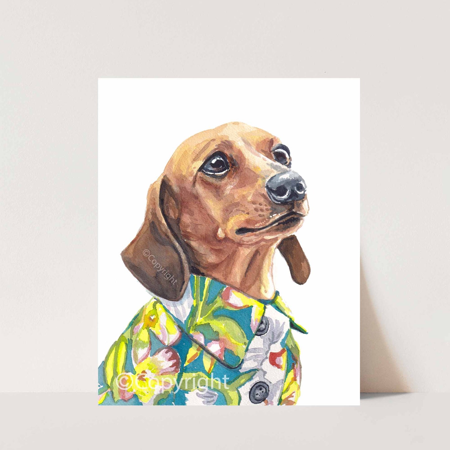 Hawaiian Vacation Dachshund Print