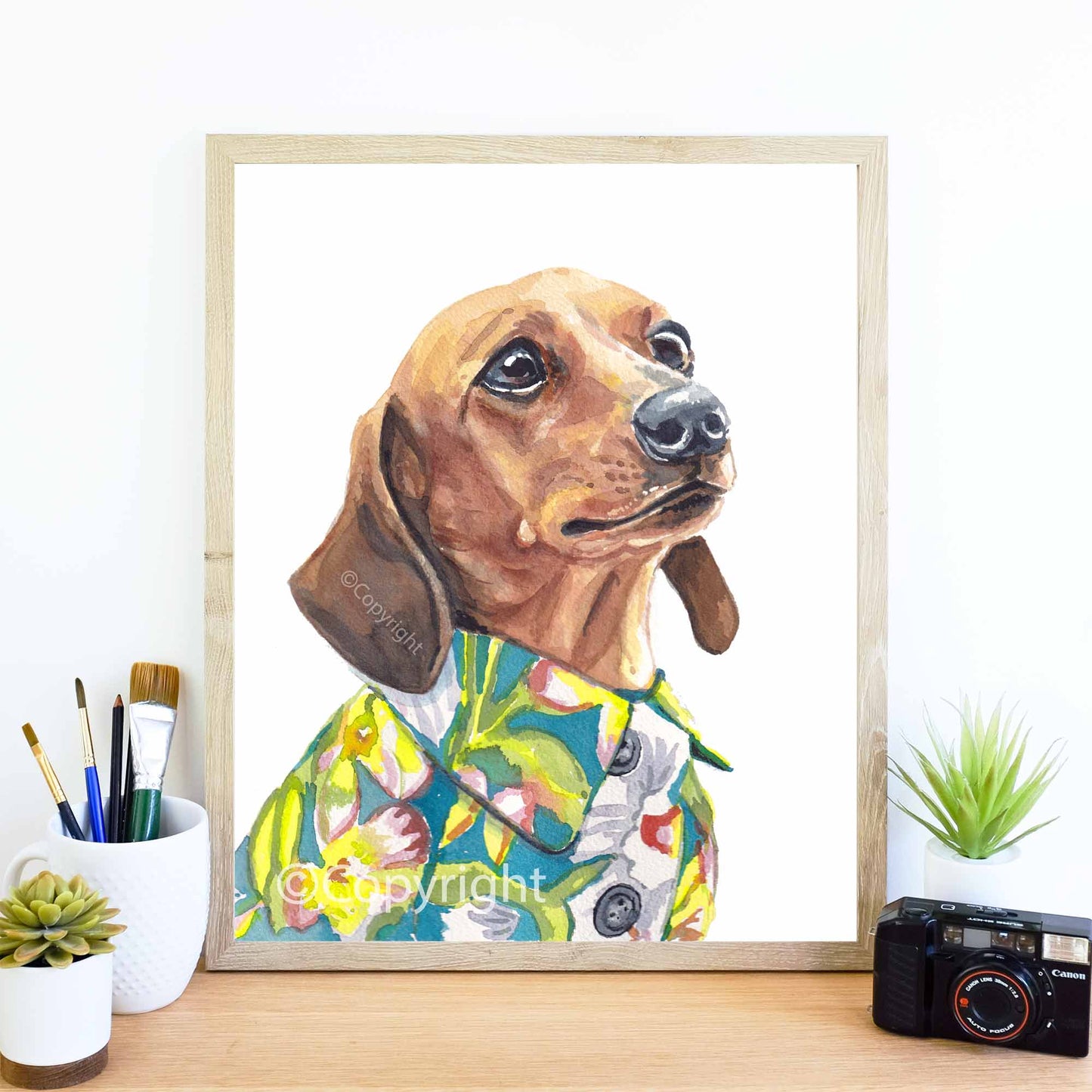 Hawaiian Vacation Dachshund Print