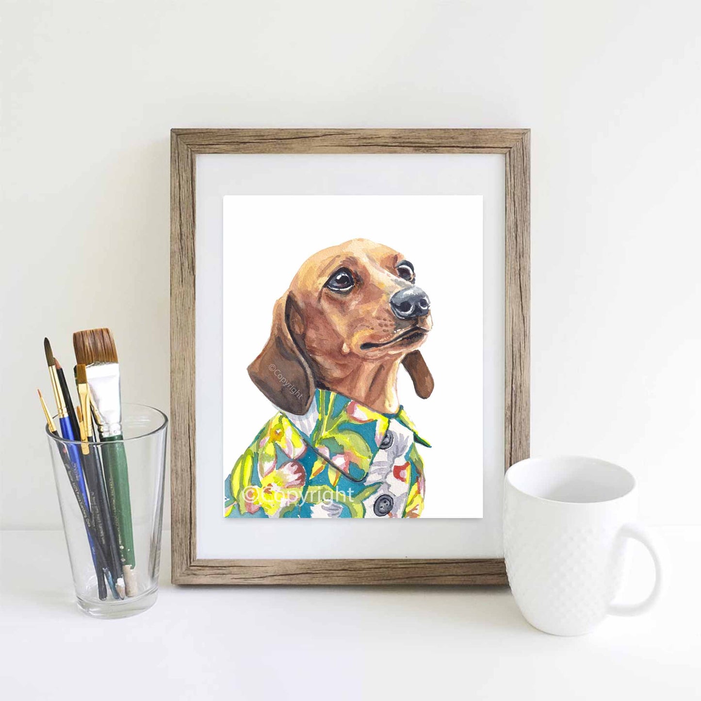 Hawaiian Vacation Dachshund Print