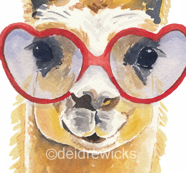 Close up of a llama watercolour print by Water In My Paint