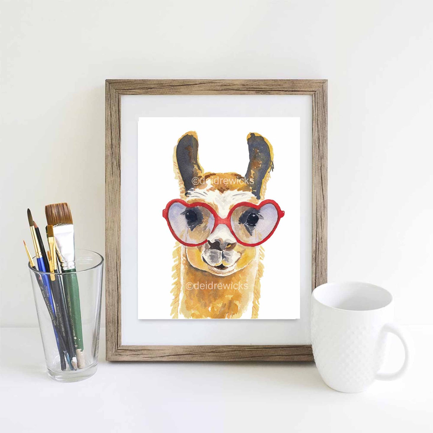 Suggested framing of a llama fine art print by Deidre Wicks