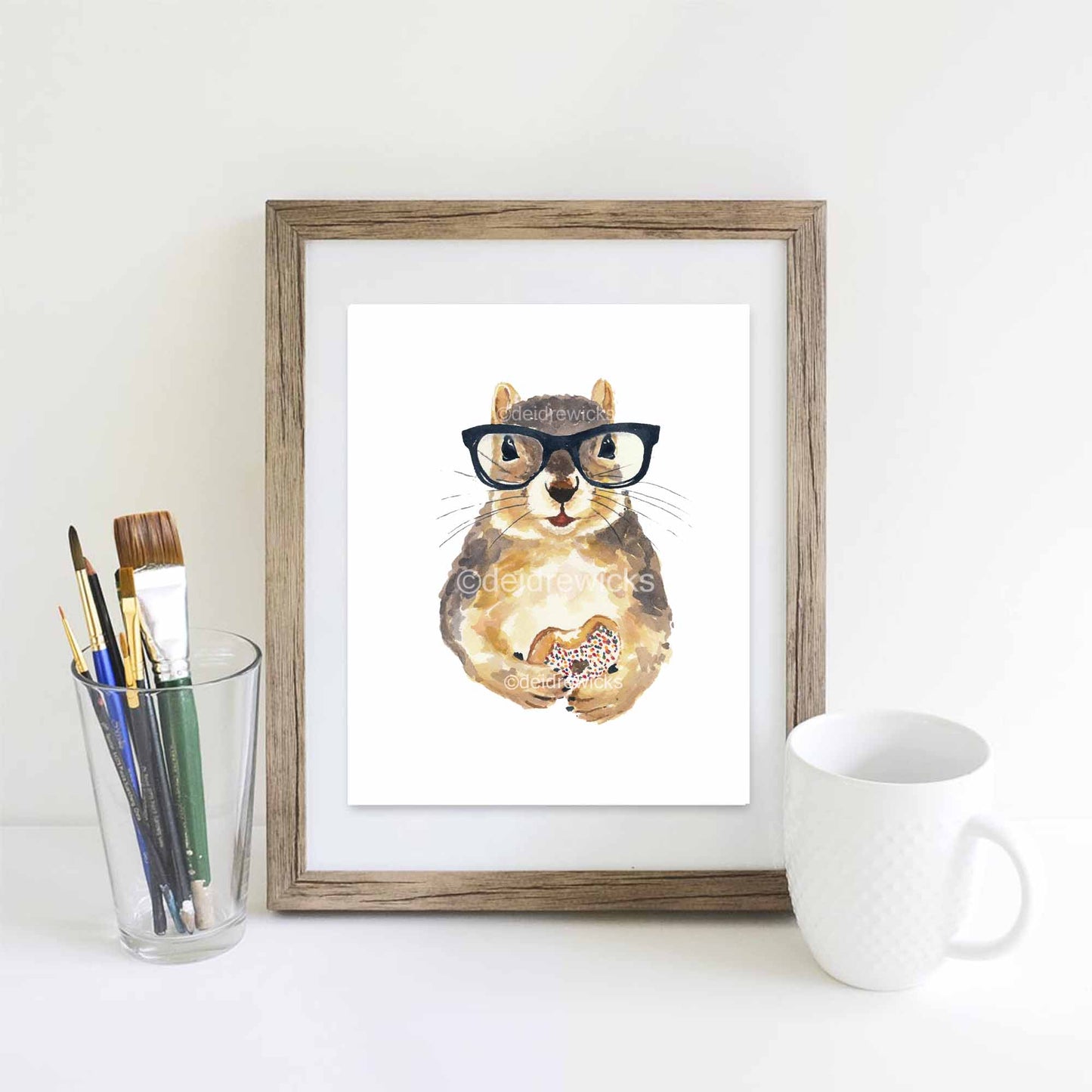 Suggested framing of your squirrel watercolor print by Deidre Wicks